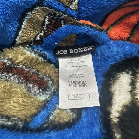Joe Boxer Sports Theme Football Soft Fleece Bath Robe Youth Medium 8 Blue Pocket - Picture 6 of 8